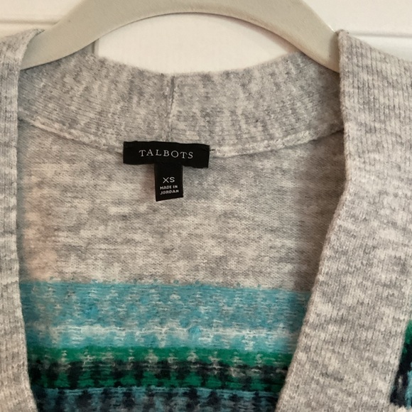 Talbots Gray and Teal Knit Cardigan - Picture 2 of 3